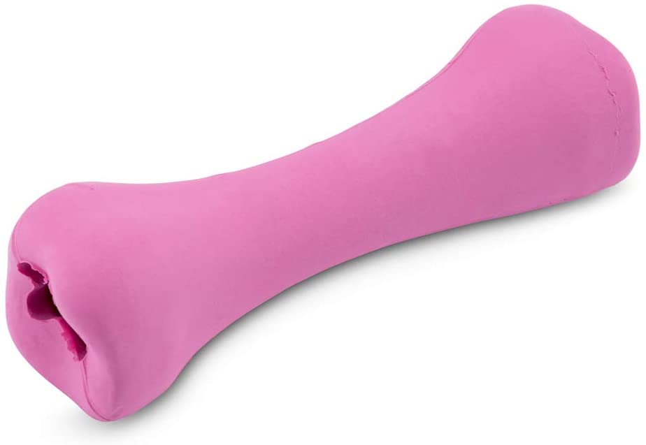 Beco Bone - Natural Rubber Hollow Chew Toy for Dogs - M - Pink