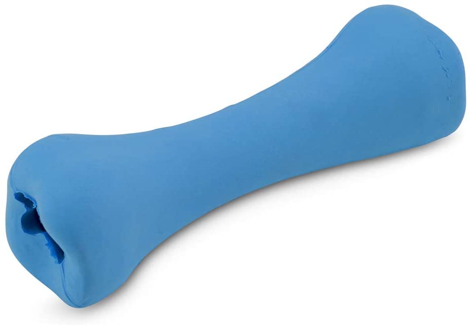 Beco Bone - Natural Rubber Hollow Chew Toy for Dogs - M - Blue