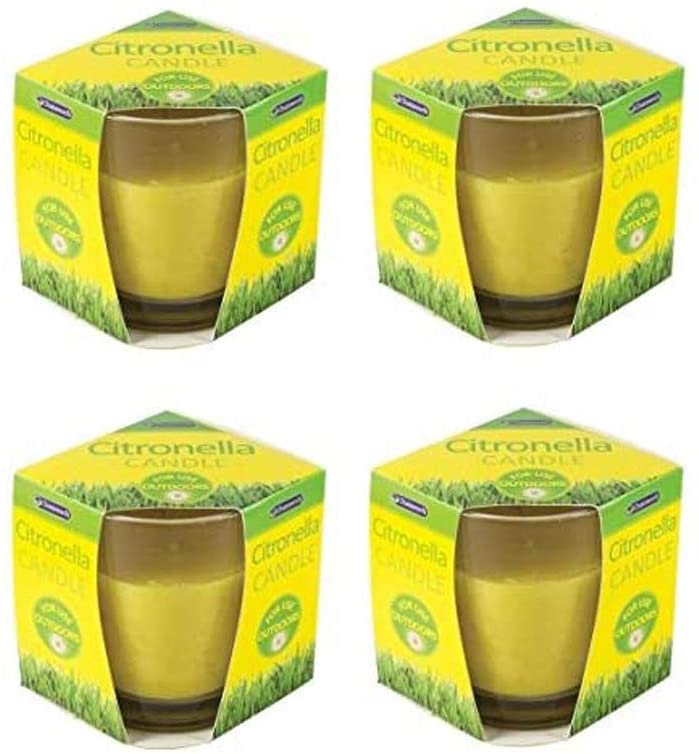 4 x Chatsworth Citronella Glass Candle Fragranced for Outdoor garden patio bbq camping