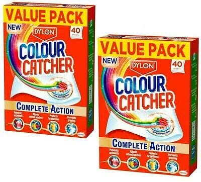 Dylon Colour Catcher Complete Action Laundry Sheets - Pack of 2 X 40 Sheets