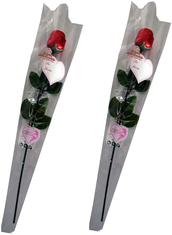 2 x Belgian Milk Chocolate Foiled Rose Valentines Gift Special Occasions