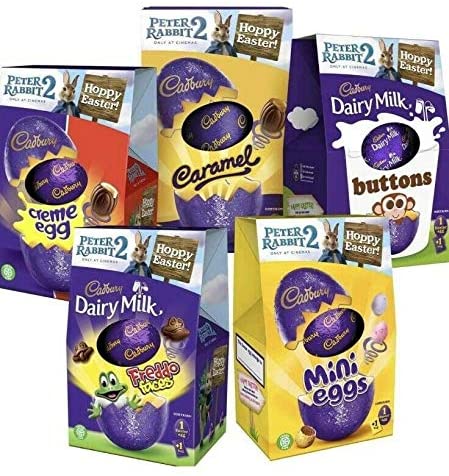 Cadbury 5 Medium Chocolate Easter Egg Bundle - Creme Egg Buttons Mini Caramel Freddo