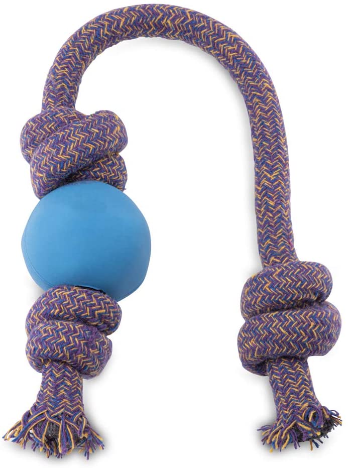 Beco Rubber Ball on Rope Dog Toy, Blue, Large