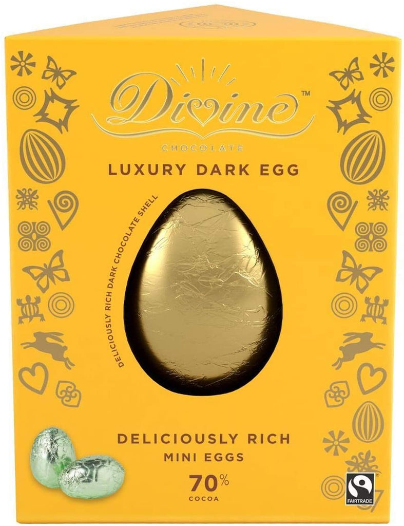 Divine Luxury 70% Dark Chocolate Easter Egg with Dark Mini Easter Eggs 260g