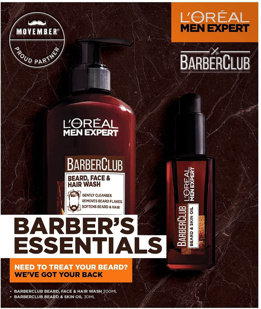 L'Oreal Men Expert Gift Set for Men, Barber's Essentials Beard Grooming Kit: Beard Oil and Beard Wash