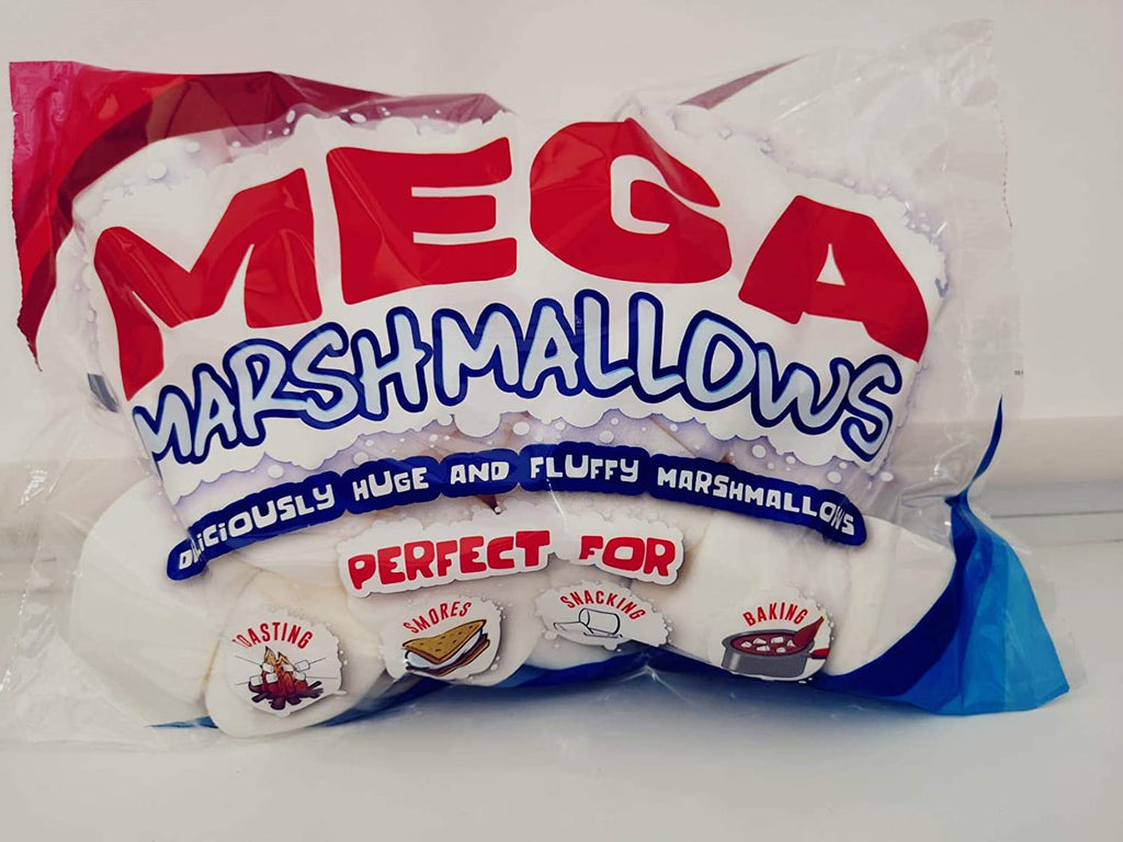Mega Marshmallows - Extra Large - 600 Grams - Perfect for Barbeque, Bonfire Roast, Baking, Smores & Snacking