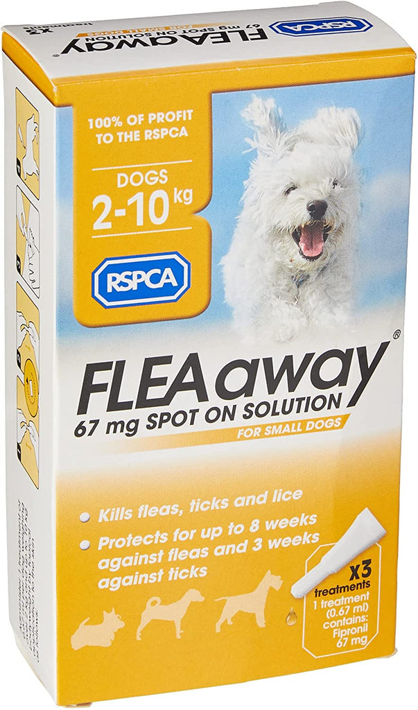 RSPCA FleaAway Spot On Solution for Small Dogs, 67 mg Yellow