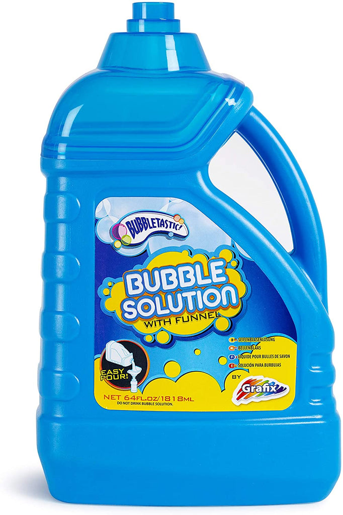 Grafix Bubble Solution Bottle 1.8 litres - Large Bubble Mixture for Bubble Machines with a Funnel Assorted Colors